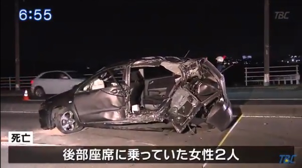 仙台市電柱に衝突2人死亡